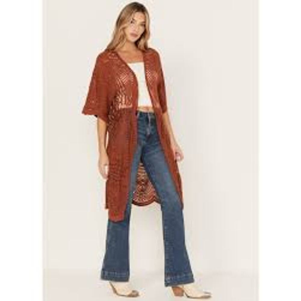Shyanne Women's Geo Lace Short Sleeve Kimono Duster OS Country Festival